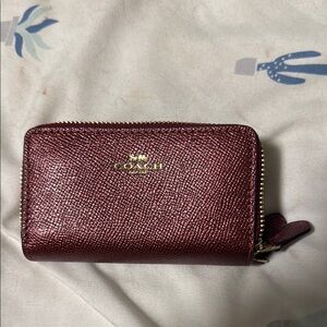 Coach Red Leather Key Card Holder